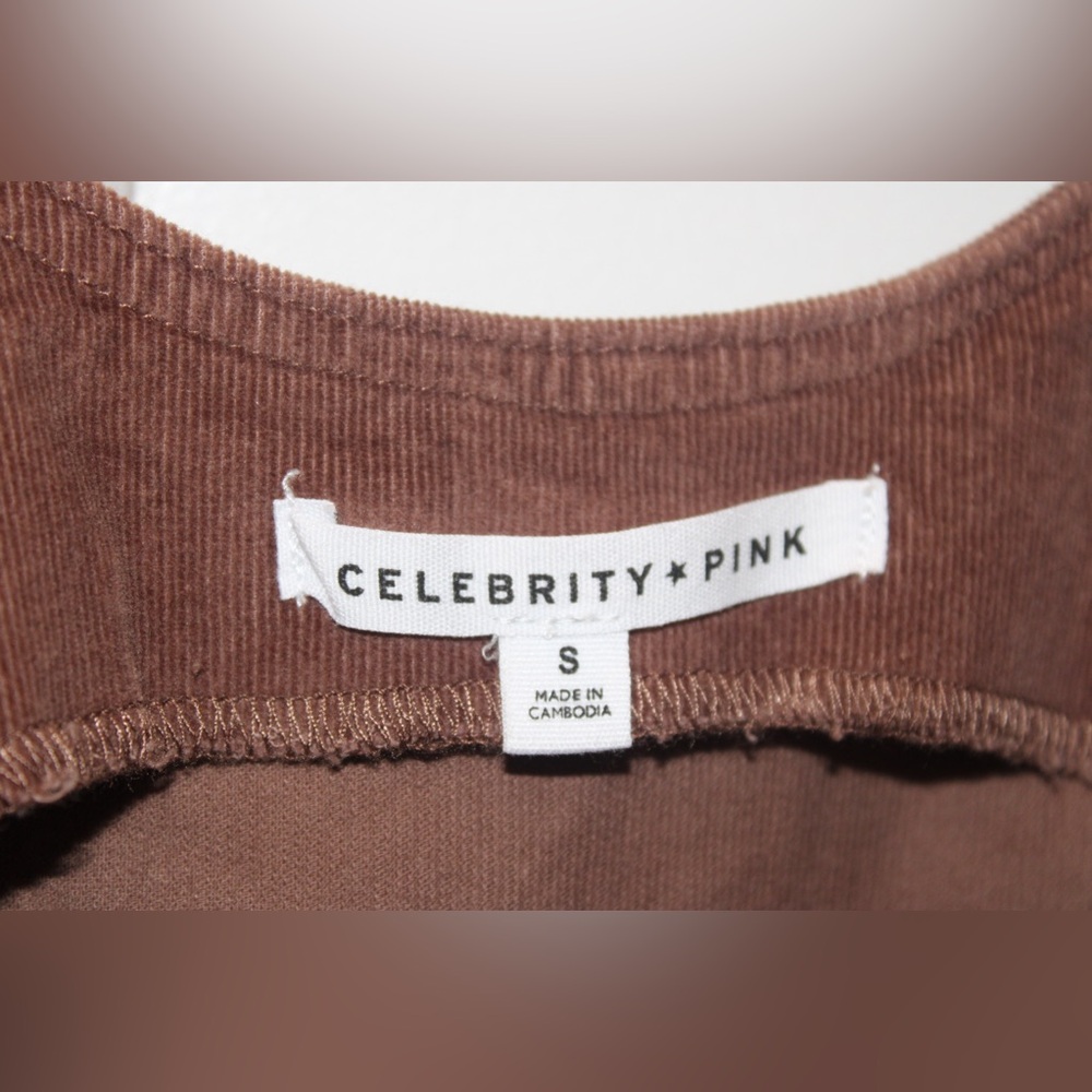 Celebrity Pink Corduroy Pinafore Mini Dress – Brown, Size S - Picture 2 of 6